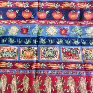 Vegetable Stripe Joan Messmore VIP Garden Harvest Fabric 3 Yds Seed Packet Art